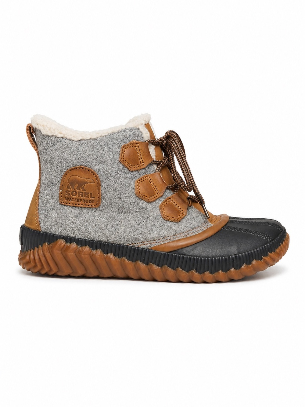 Sorel Out N About Plus Waterproof Felt Duck Boots Gray Tan Size 8.5